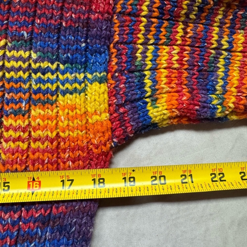 Otavalo Native Handknit Sweater Ecuador Cotton Wool Blend Rainbow Colorful Small - Picture 8 of 9